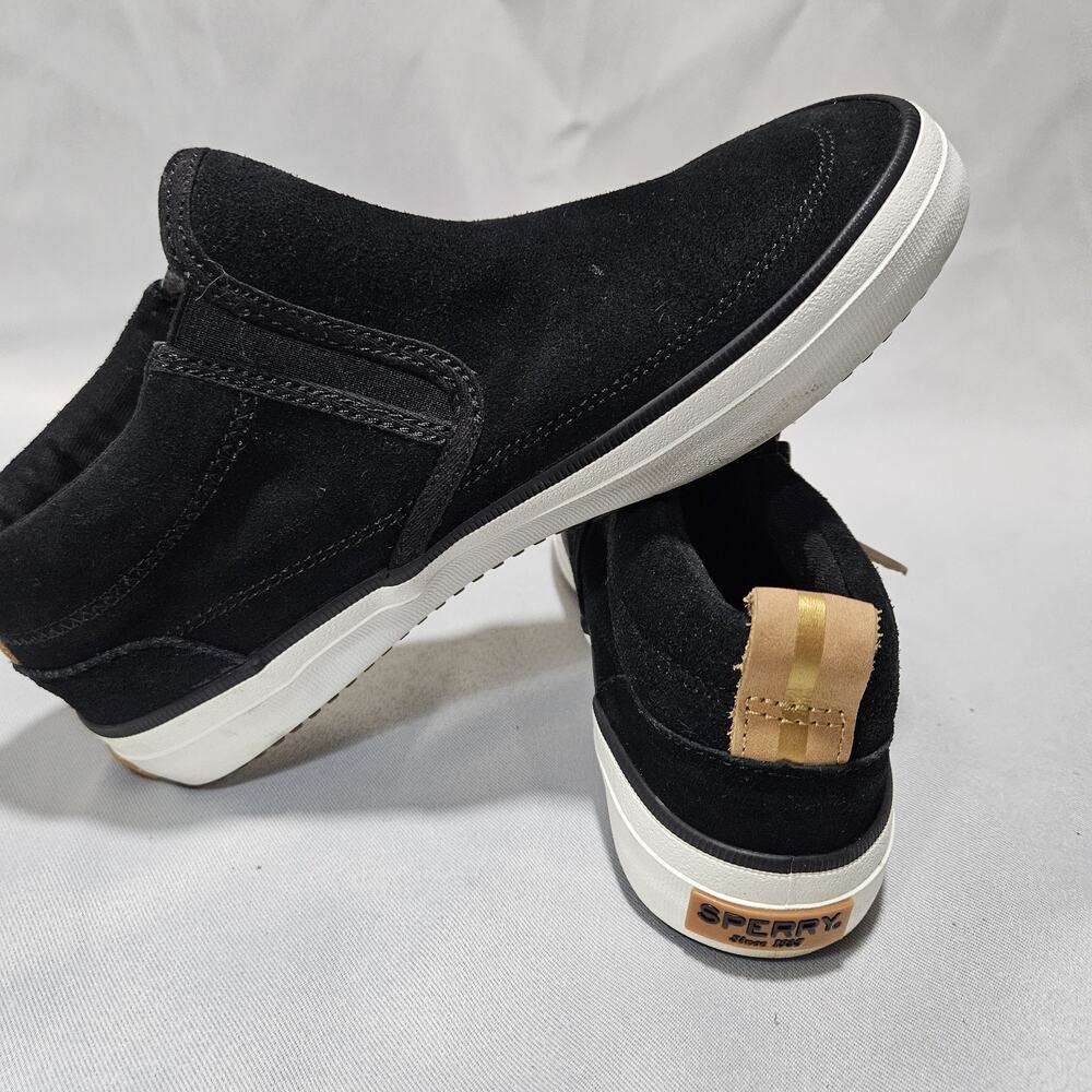 Sperry Top Sider Shoes Womens 6 Black Crest Lug Sneakers Suede Slip On STS86853 - Picture 6 of 7